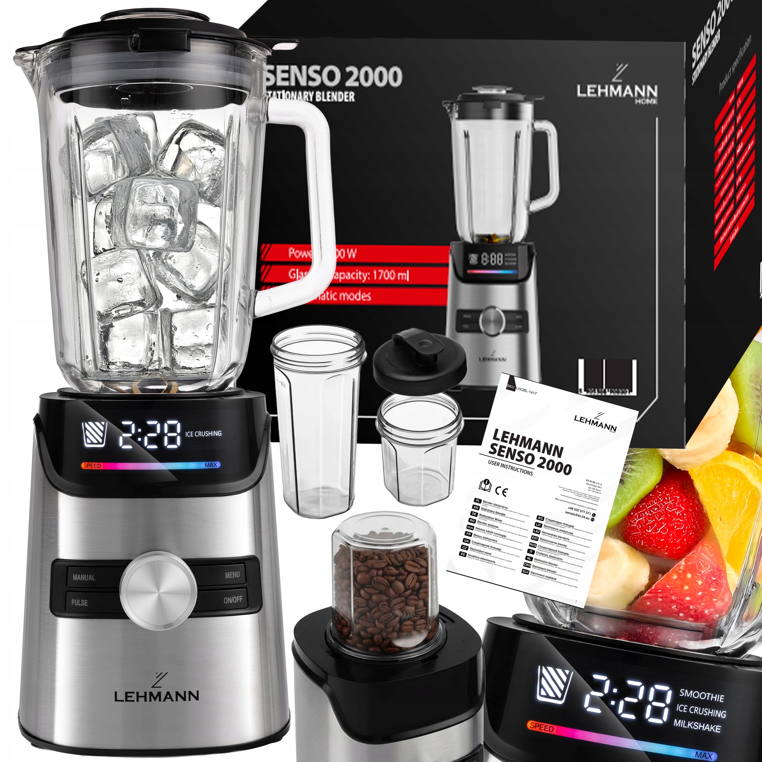 GLASS CUP BLENDER FOR SMOOTHIE COCKTAILS WATER BOTTLES CRUSHES ICE GRINDER XL