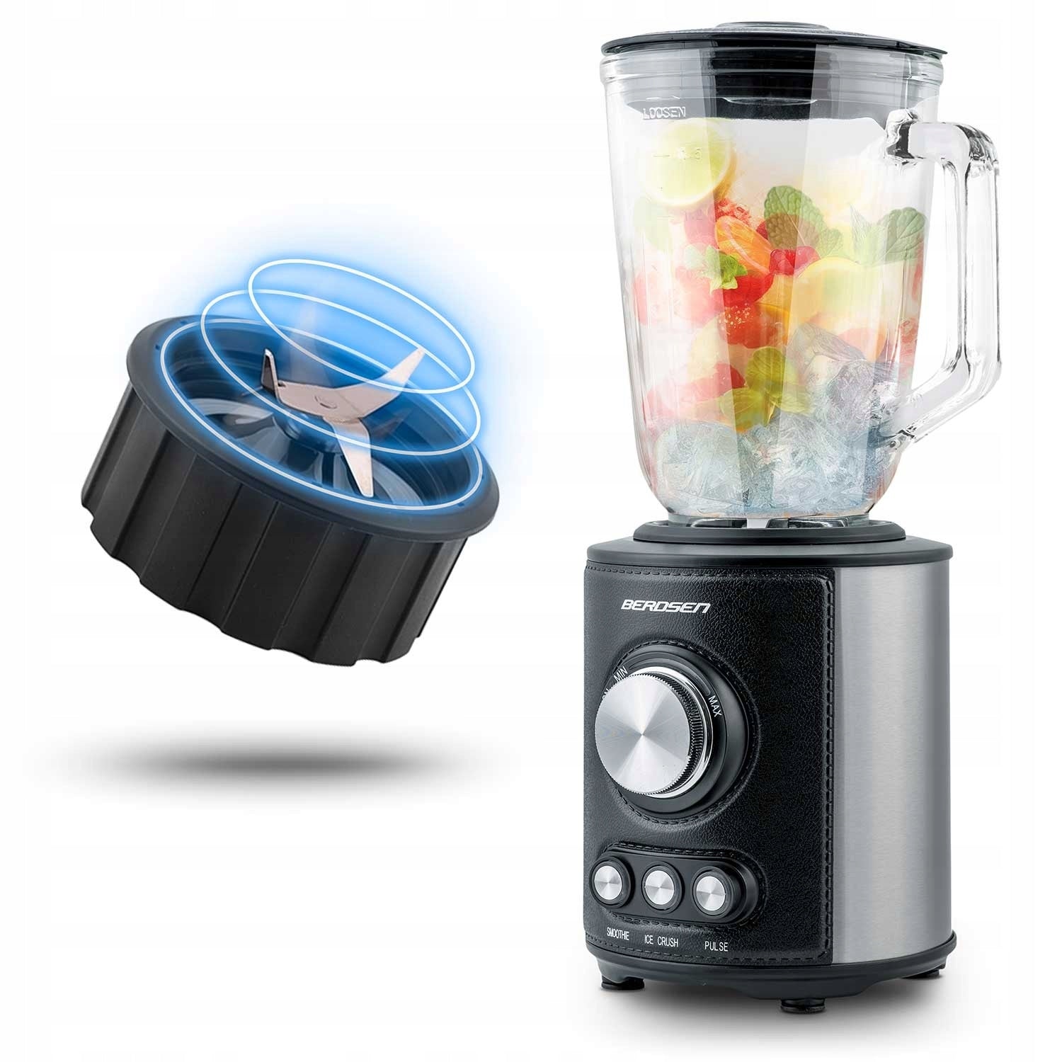 GLASS CUP BLENDER LARGE 1,5 L BLACK 800W Brand Heckermann