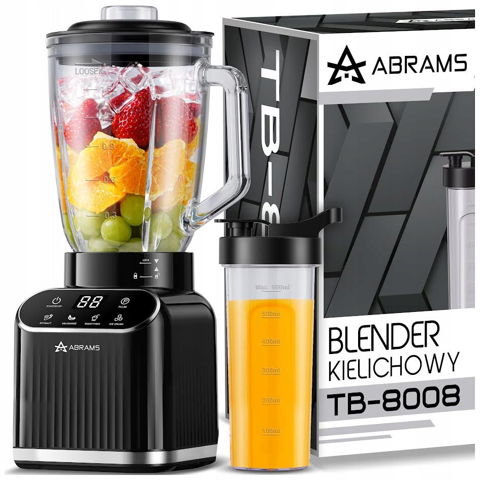 GLASS CUP BLENDER STRONG 1500W 1,5L WATER BOTTLE 600ML TITANIUM BLADES