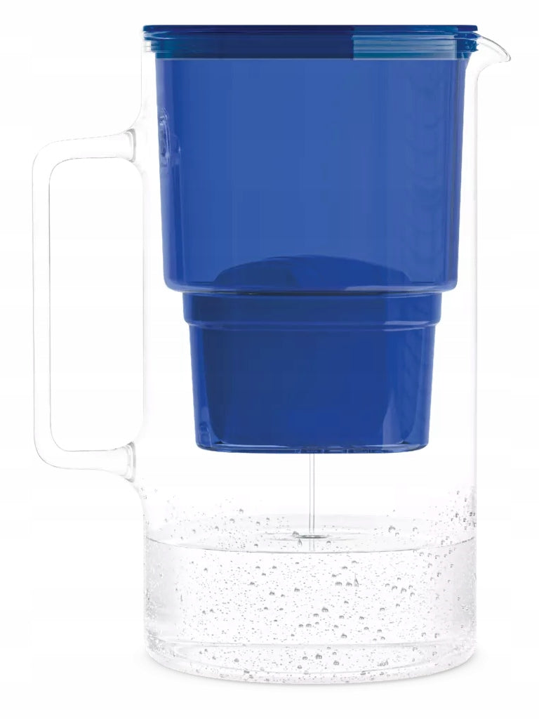GLASS Filter jug 3l WESSPER D2 BOROSILICATE BLUE + CARTRIDGE Packaging status original