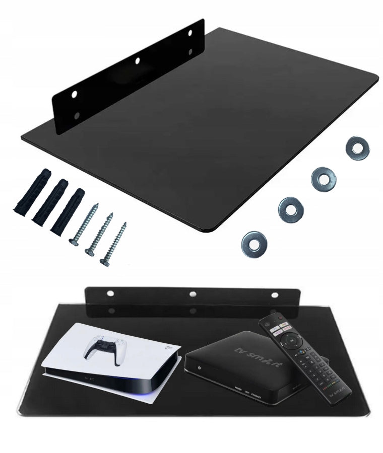 GLASS WALL SHELF HANGER RTV TV AV DVD DECODER SAT CONSOLE TUNER 10KG