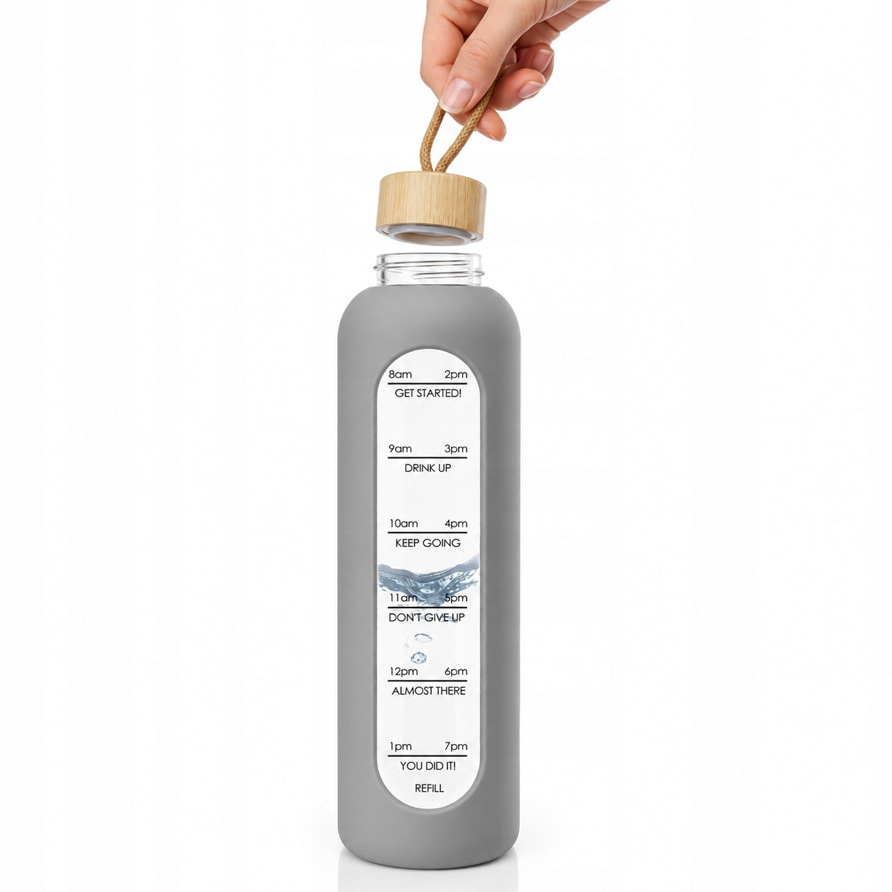 GLASS WATER BOTTLE 1000 ML SILICONE CASE MOTIVATIONAL SCOOP WATER BOTTLE ROSE Manufacturer code DSP0578B