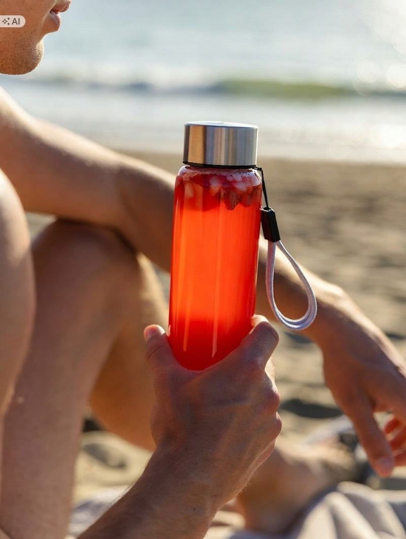 GLASS WATER BOTTLE 500ml ECO WATER BOTTLE FOR DRINKS JUICE 0,5L COLOURLESS Manufacturer code Butelka szklana dla aktywnych.