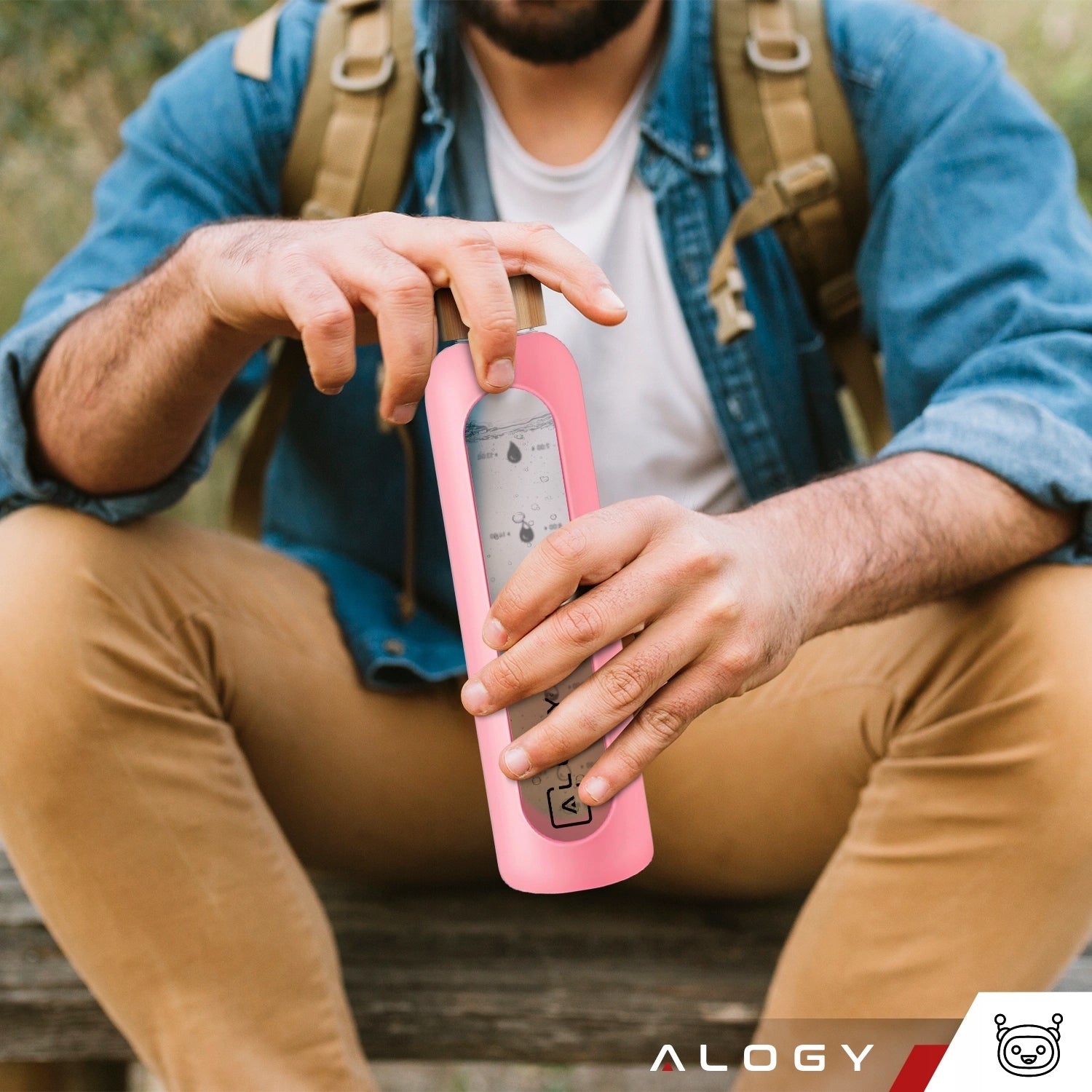 GLASS WATER BOTTLE MOTIVATIONAL WATER BOTTLE SEALED SILICONE CASE 1000 ML Packaging status original