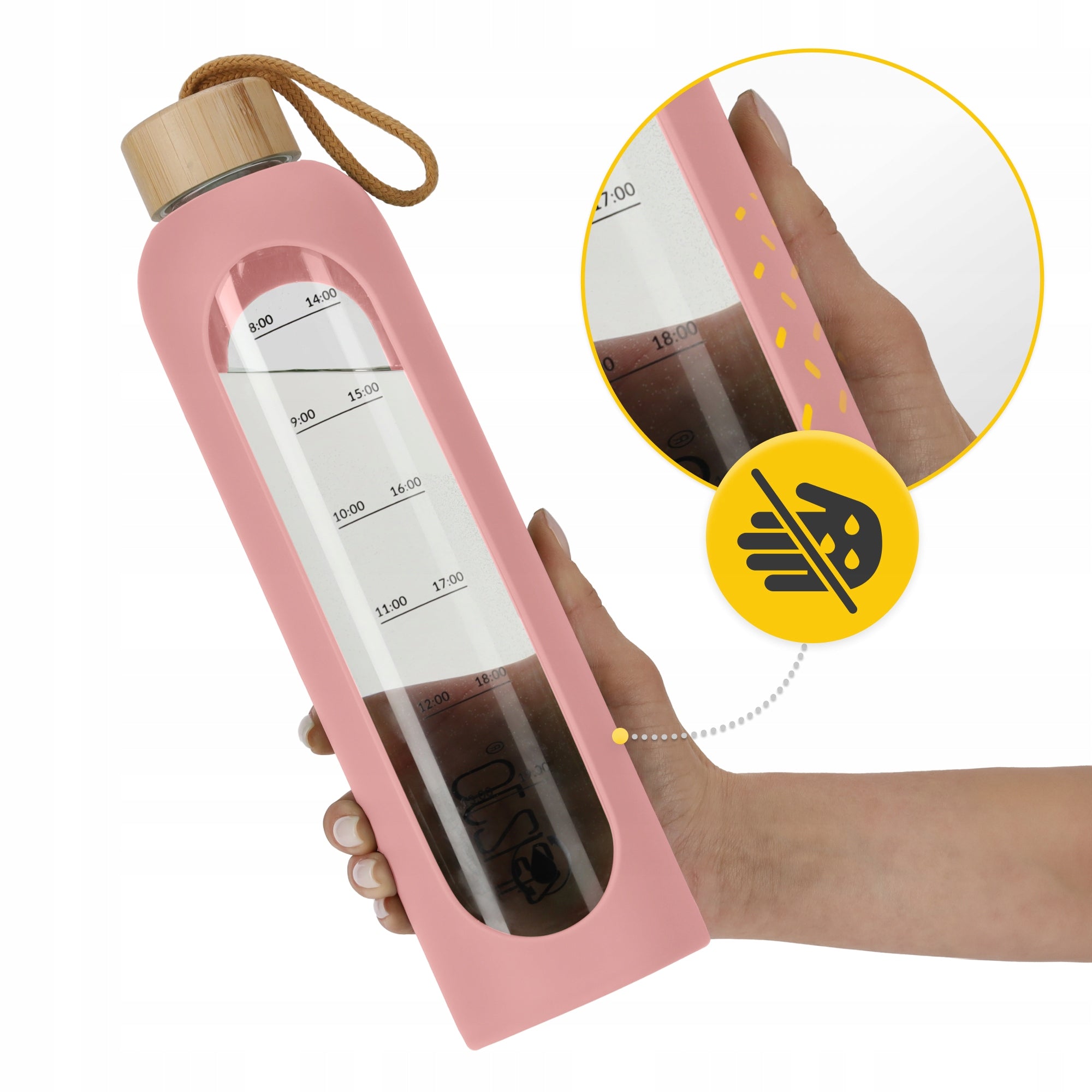 GLASS WATER BOTTLE MOTIVATIONAL WATER BOTTLE SEALED SILICONE CASE 4FIZJO Manufacturer code Butelka na wodę szklana WB23