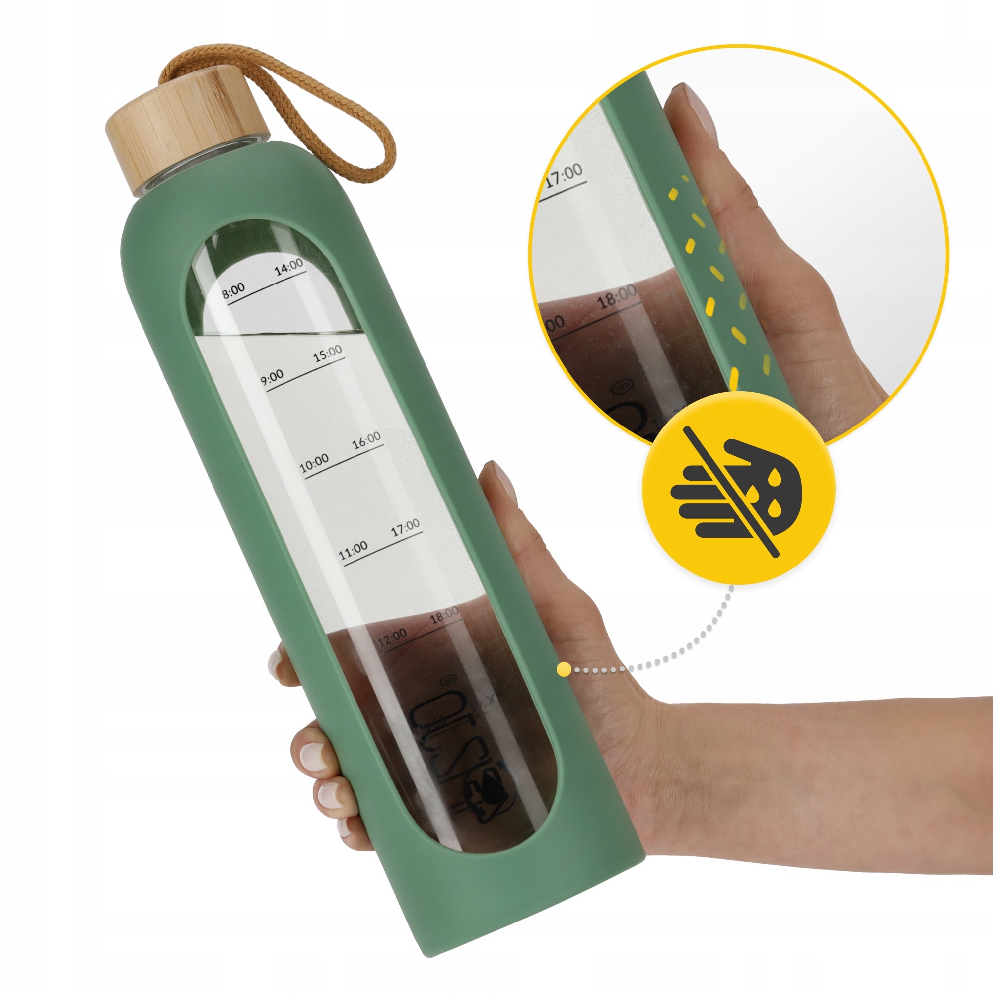 GLASS WATER BOTTLE MOTIVATIONAL WATER BOTTLE SEALED SILICONE CASE 4FIZJO Manufacturer code Szklana butelka sportowa na wodę 1000 ml WB25