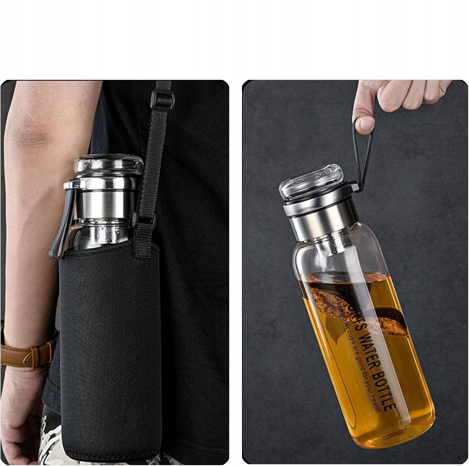 GLASS WATER BOTTLE SEALED GLASS DRINKING BOTTLE WITHOUT BPA 1000ML Volume 1000 ml