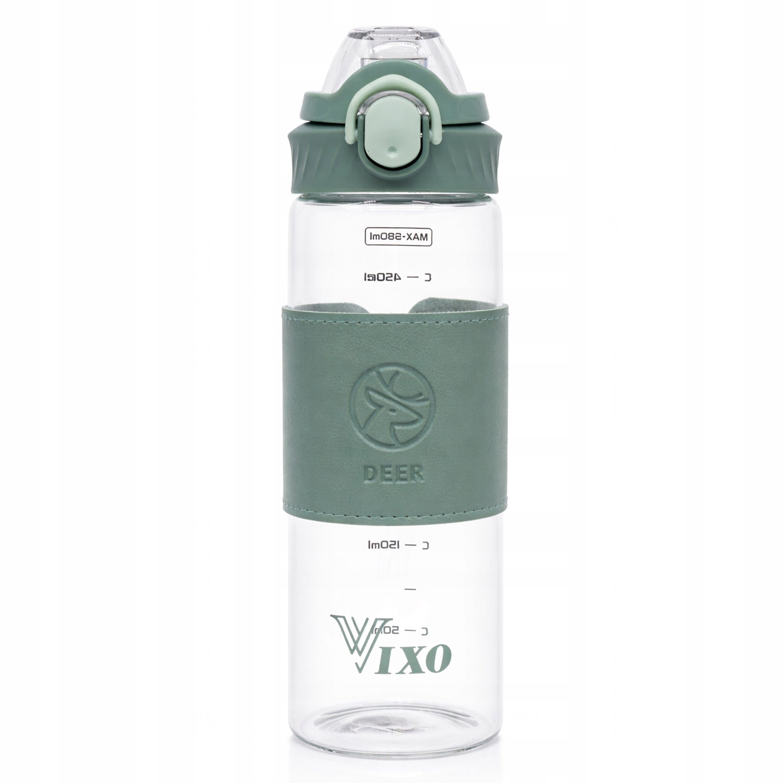 GLASS WATER BOTTLE VIXO MOTIVATIONAL GLASS BOTTLE AIRTIGHT ECO CASE Manufacturer code Bidon ze szkła butelka na wodę VX59001Z