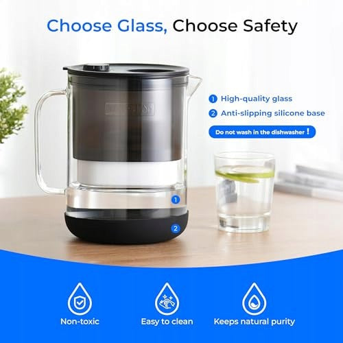 GLASS WATER FILTER JUG 10 GLASSES NSF CERTIFICATE FOR FAMILY Model Active