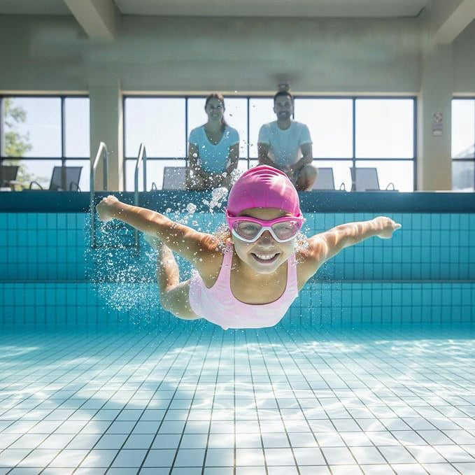 GLASSES SWIMMING GOGGLES FOR SWIMMING POOL EASY CLASP ANTI-FOG KIDS Brand Zgeer