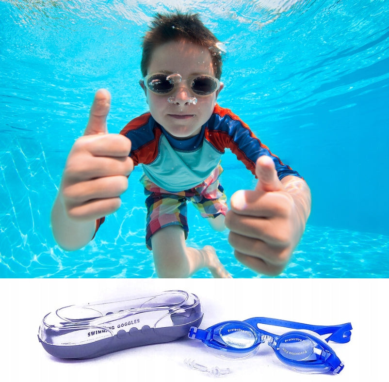 GLASSES SWIMMING GOGGLES FOR SWIMMING WATER POOL + EARPLUGS Packaging status original