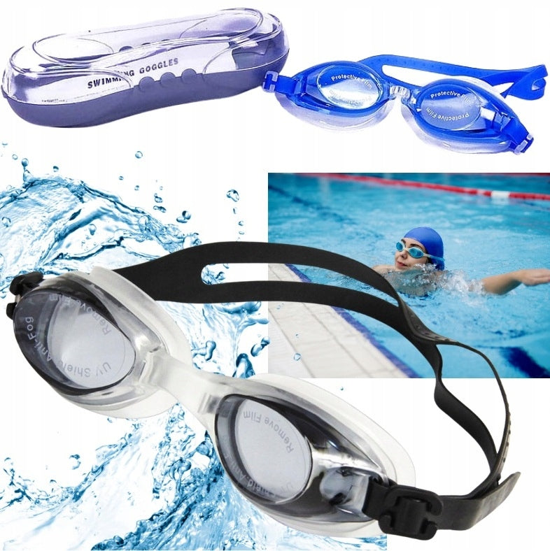 GLASSES SWIMMING GOGGLES FOR SWIMMING WATER POOL + EARPLUGS