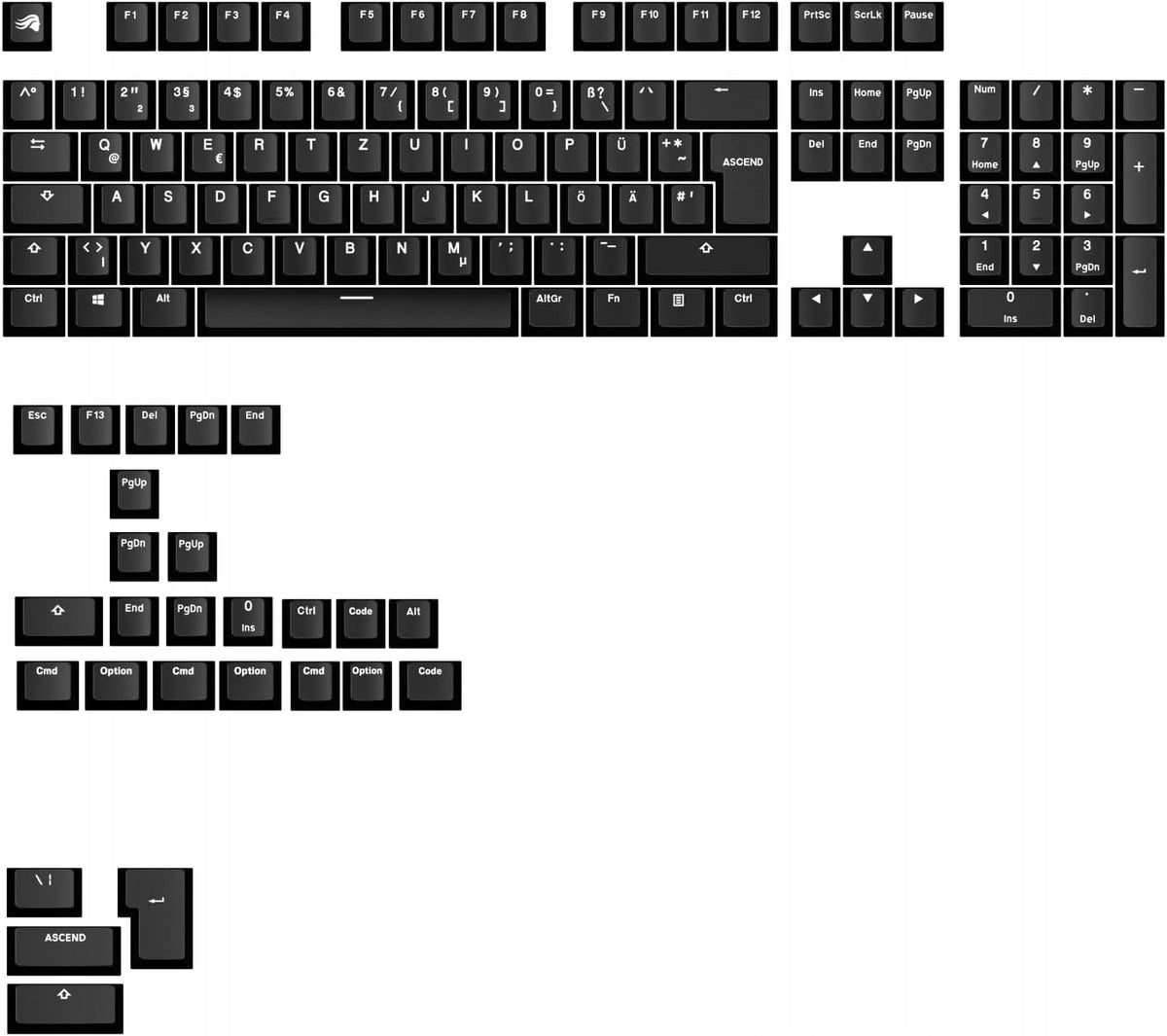 GLORIOUS GPBT Basics PBT Doubleshot keys QWERTZ DE