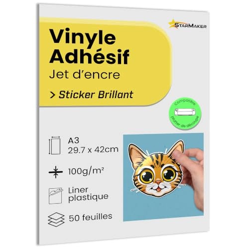 GLOSSY VINYL STICKERS A3 50 SELF-ADHESIVE SHEETS FOR PRINTING Manufacturer code SWC5908201251632
