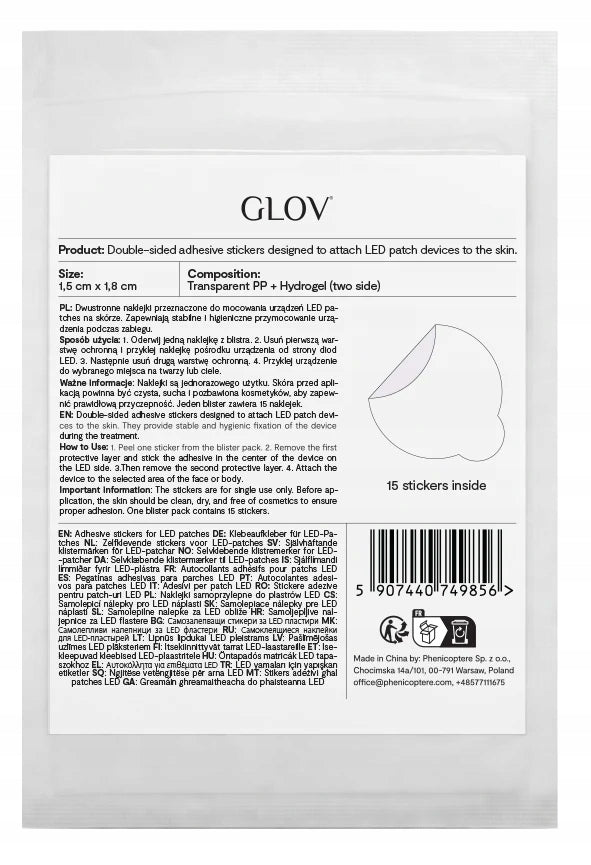 GLOV Stickers for LED devices -15 pieces, increase the comfort of treatments. Medical device no