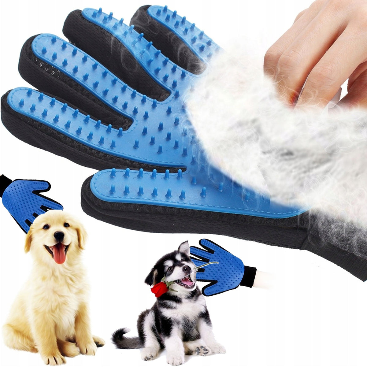 GLOVE BRUSH FOR COMBING STROKING REMOVAL OF DEAD CAT DOG HAIR L Manufacturer code 345675