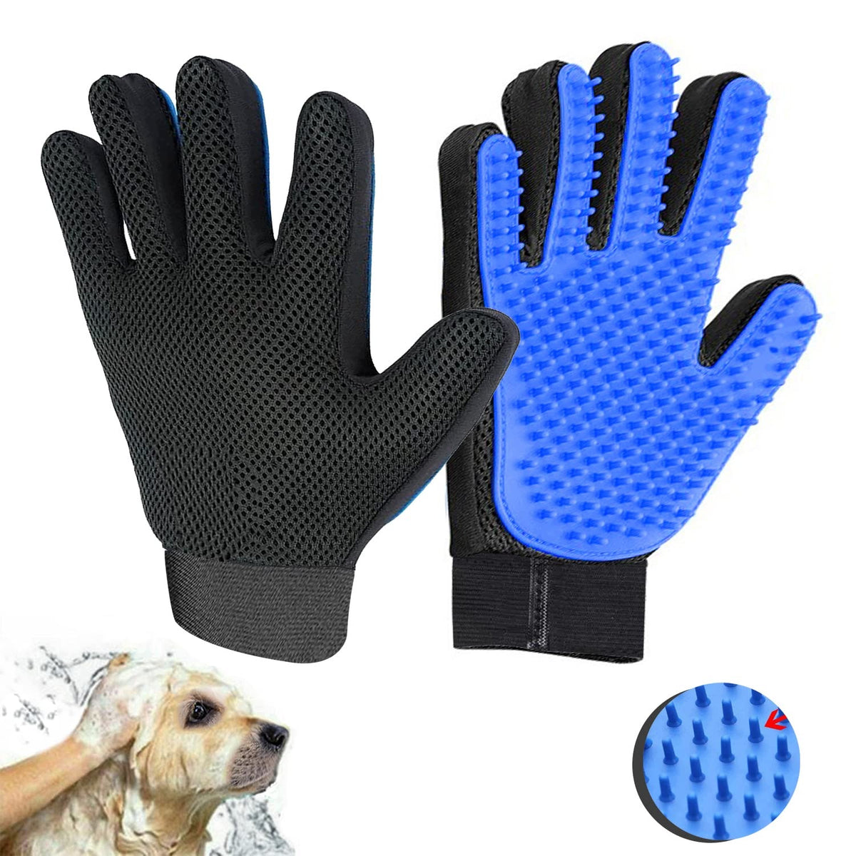 GLOVE FOR LONG HAIR, SHORT HAIR, ROUGH-HAIRED HAIR SILICONE-2PCS