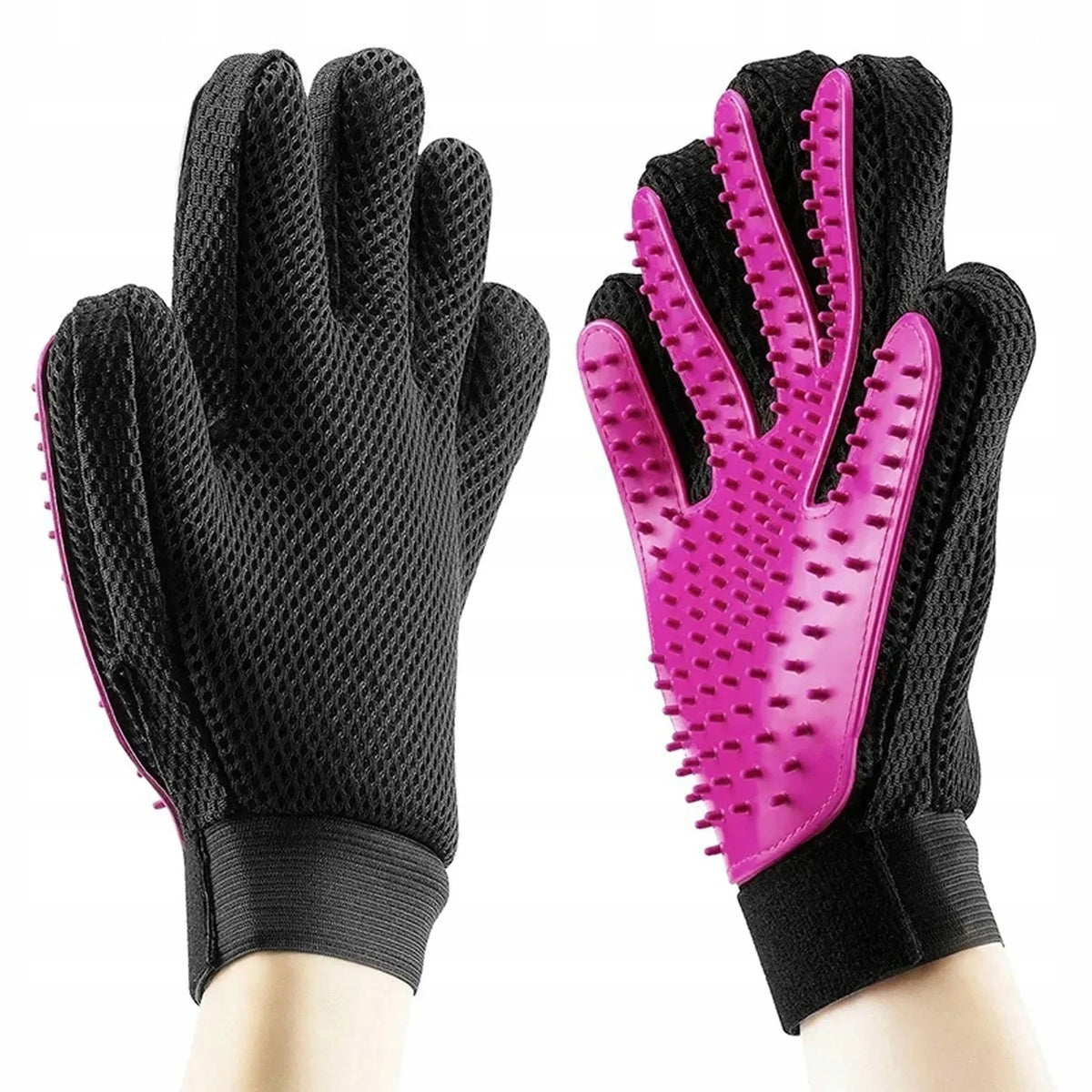 GLOVE FOR detangling HAIR AND HAIR PINK-BLACK Manufacturer code rękawica czerwona