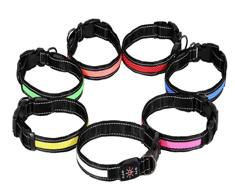 GLOWING DOG COLLAR LED BLUE USB FABRIC 3 MODES 44-51 cm Manufacturer code 12466