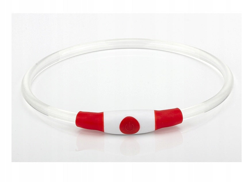 GLOWING DOG COLLAR LED RED LED USB ADJUSTABLE NEON 3 MODES 70 cm