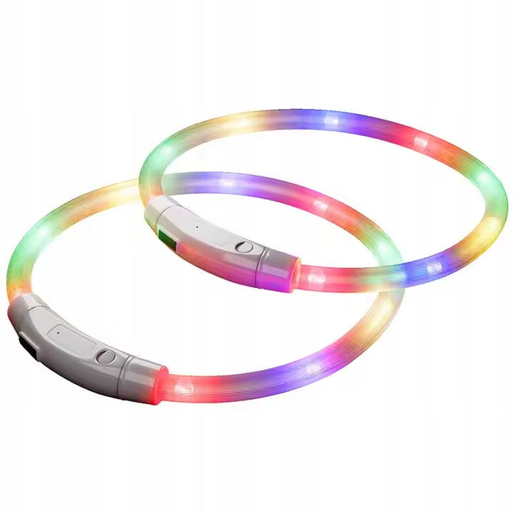 GLOWING DOG COLLAR LED RGB ADJUSTABLE SILICONE 10-70cm Packaging status original