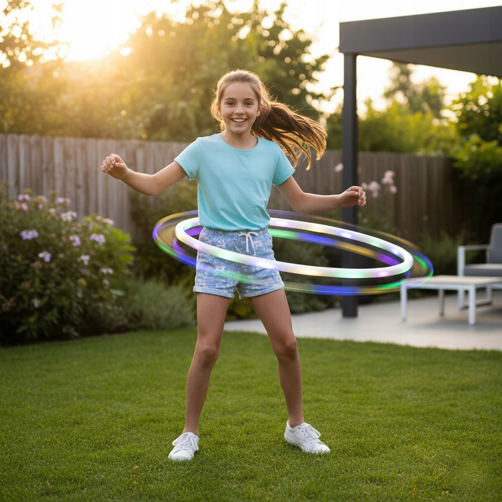 GLOWING HULA HOOP 60CM WHEEL HOOP SCHOOL KINDERGARTEN FITNESS GYMNASTICS Color white