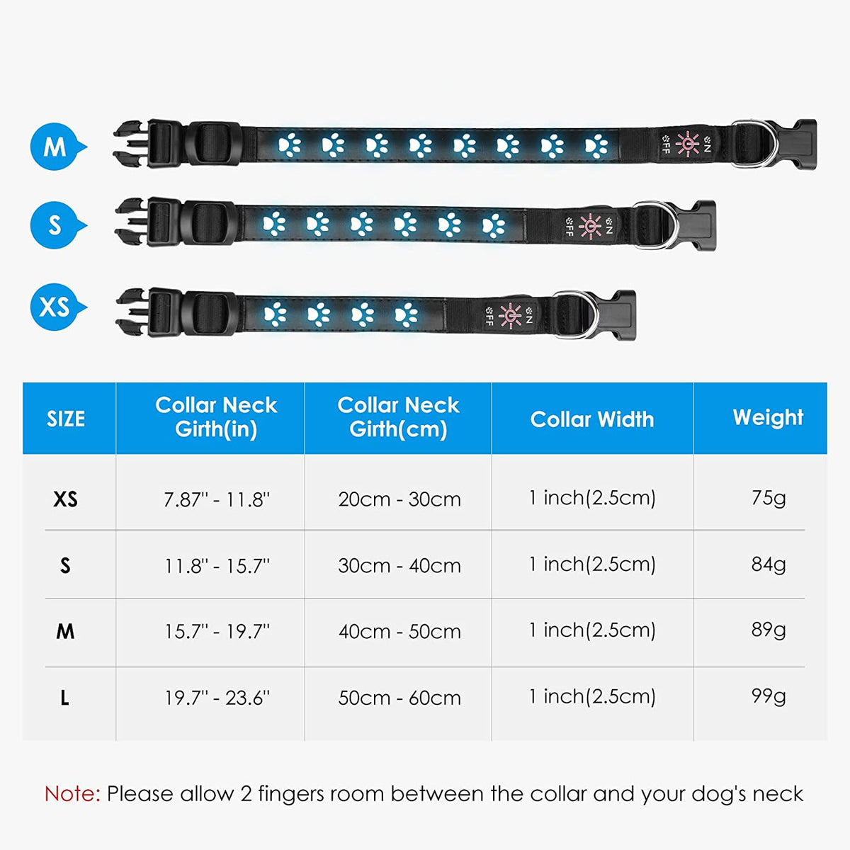GLOWING LED DOG AND CAT COLLAR ADJUSTABLE USB Manufacturer code ZW888