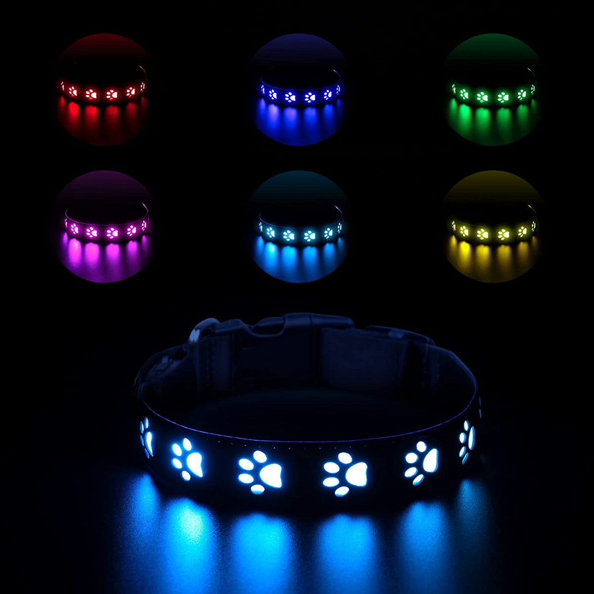 GLOWING LED DOG AND CAT COLLAR ADJUSTABLE USB