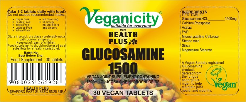 GLUCOSAMINE HCL 1500mg BONES JointS HIGH DOSE Brand Veganicity