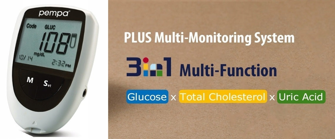 GLUCOSE METER BENECHECK 3IN1PEMPA Curkier Cholesterol Uric Acid + 25 LANCET Medical device yes