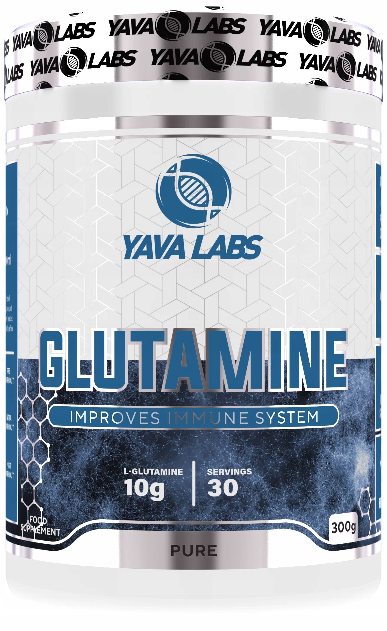 GLUTAMINE YAVA LABS 300G – PURE TASTELESS AMINO ACIDS FOR ATHLETES Packaging status original