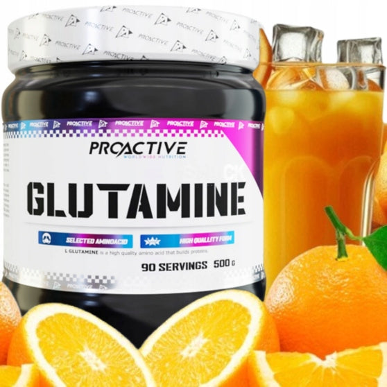 GLUTAMINE powder Vitamin B6 AMINO ACIDS taste ORANGE ProActive 500g