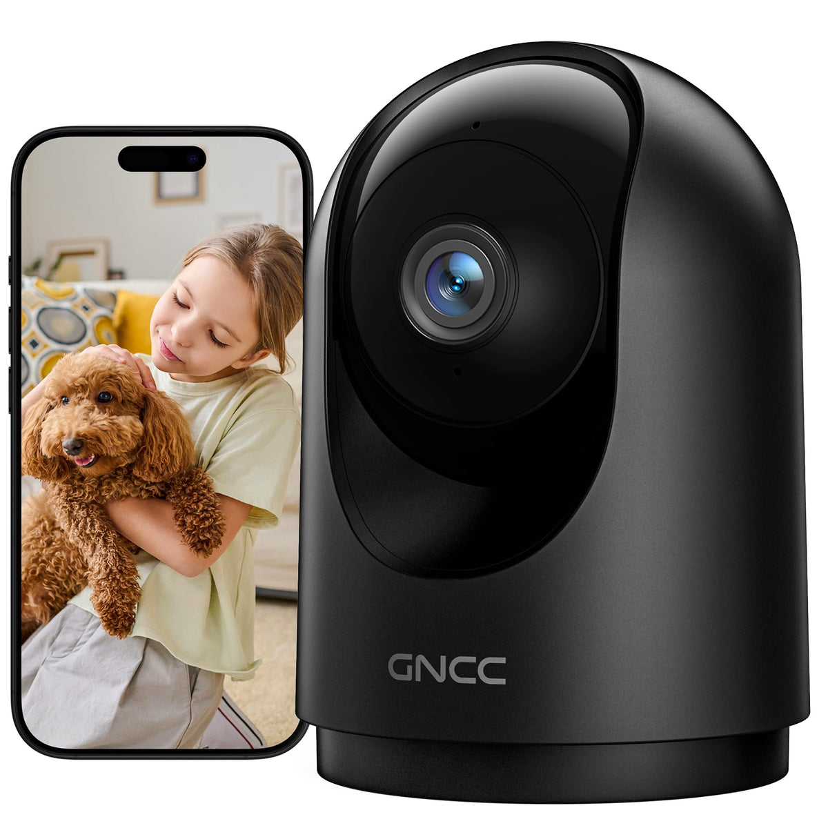 GNCC Indoor 2K Camera 360° WiFi Tracking Two Way Audio Alexa