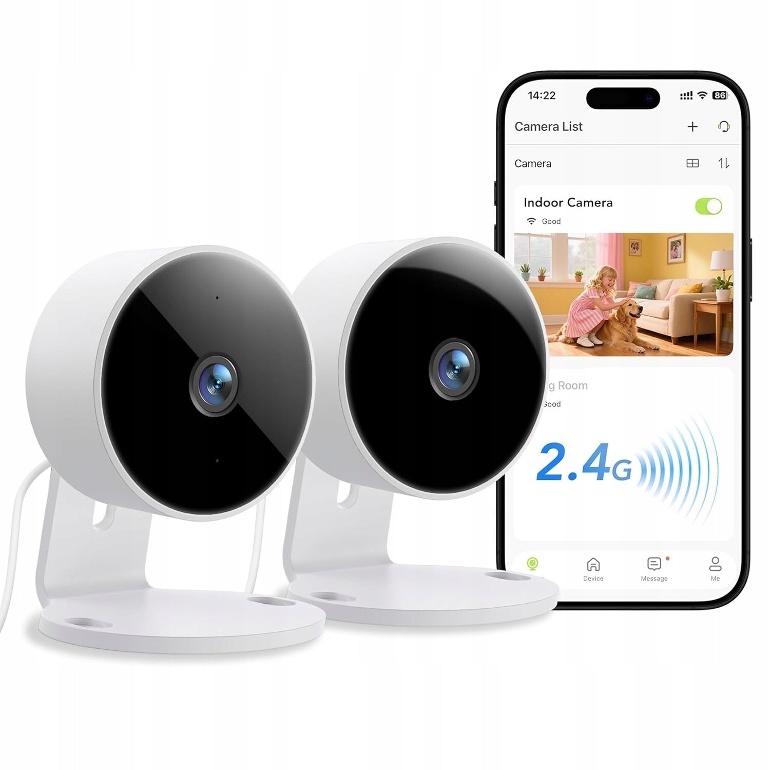GNCC Indoor Cameras 1080P 2-Pack Wi-Fi Motion Detection
