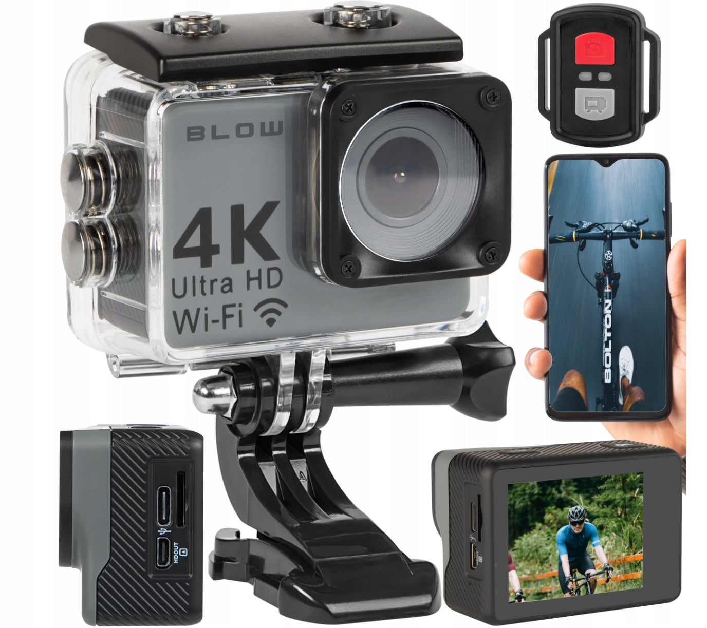 GO Pro 4U SPORTS CAMERA 4K WIFI USB MICROPHONE WATERPROOF AKCESORIA SET