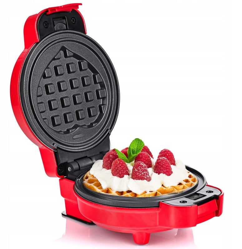 GOFROWNICA MINI GOFRY MOCNA NIEPRZYWIERAJACA 8 PŁYTEK 4 WZORY CZERWONA RED