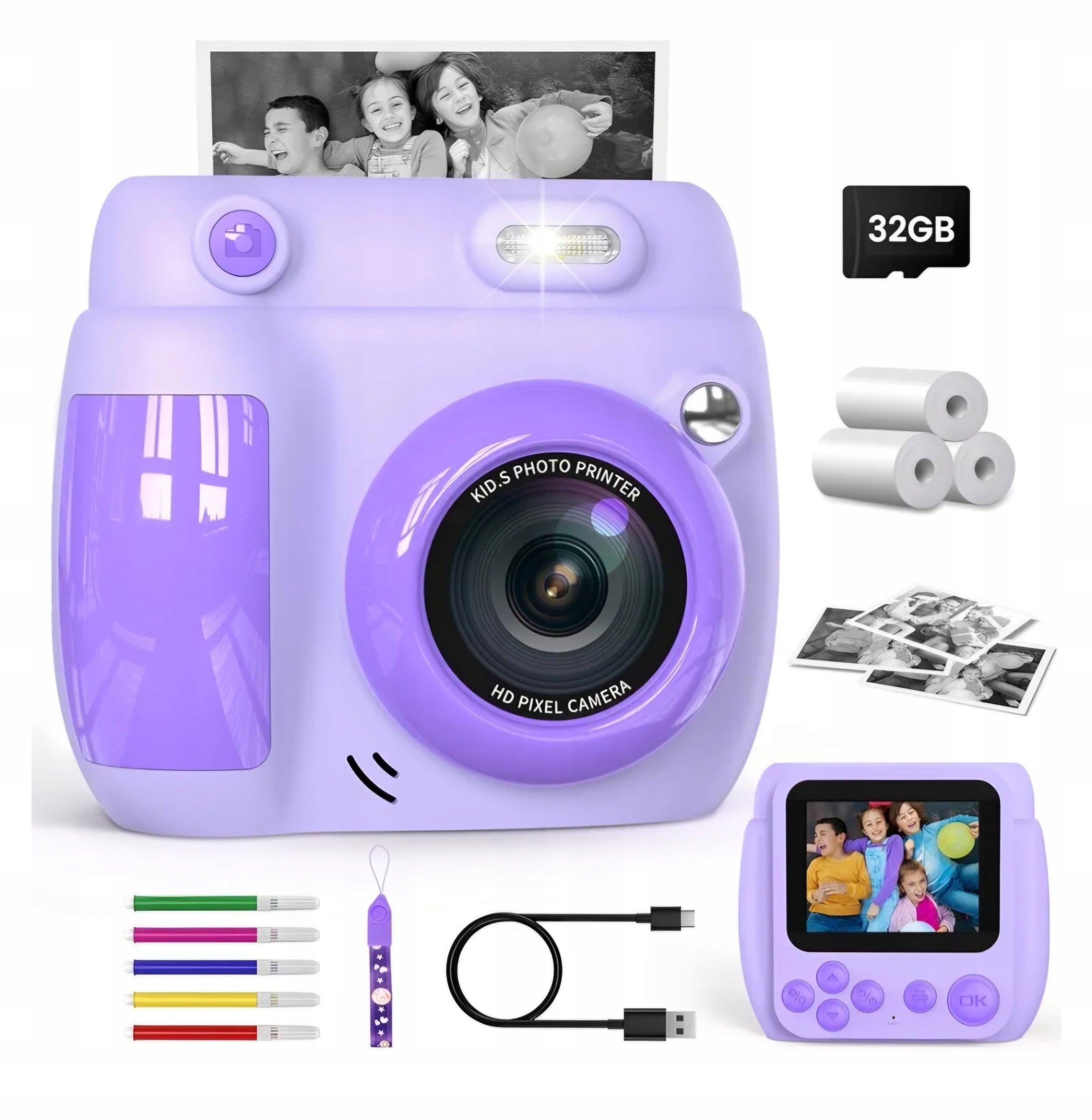 GOFUNLY Instant Digital Camera 3" HD 1080P Memory Card