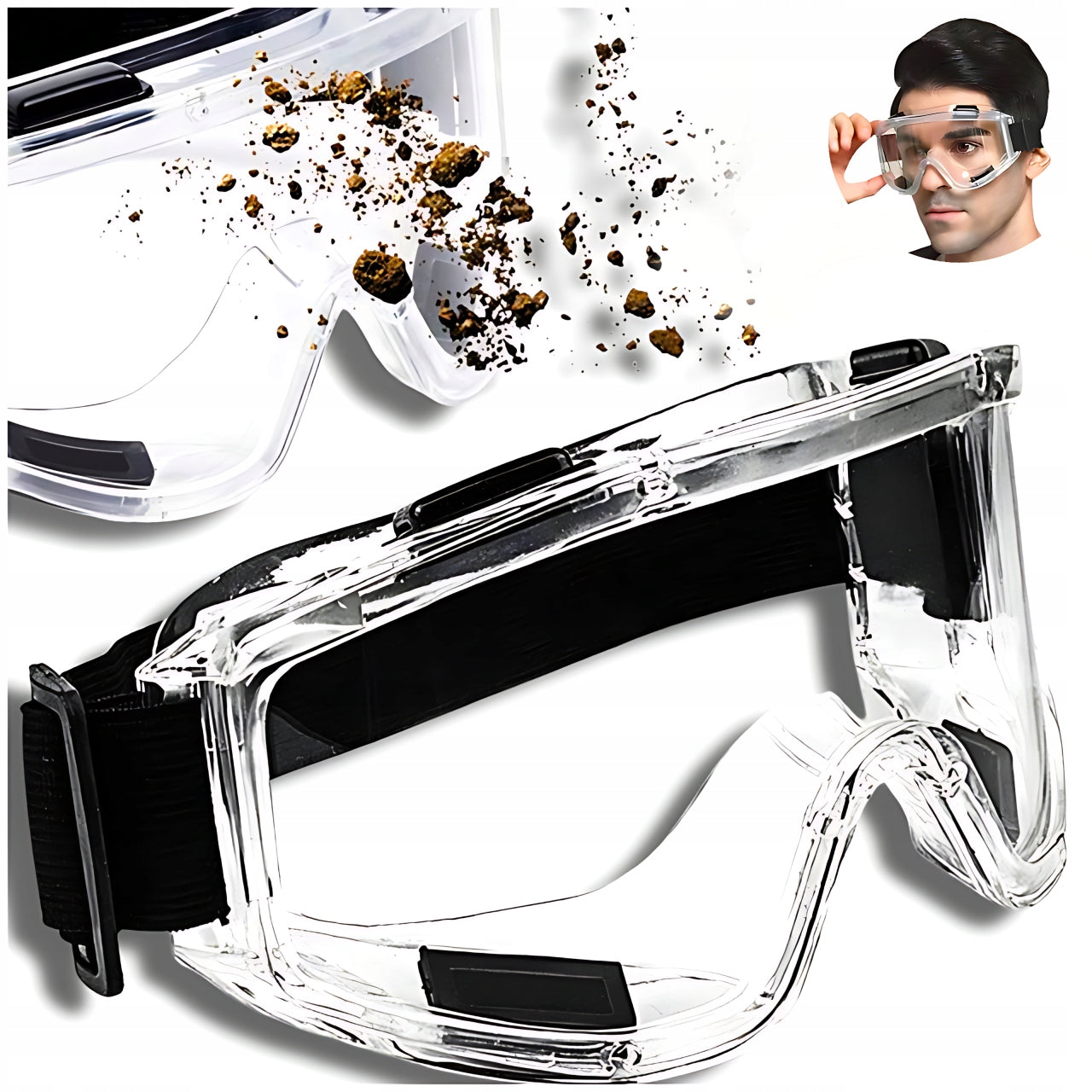 GOGGLES WORK SAFETY GLASSES ANTI-CHIPPING TRANSPARENT BHP