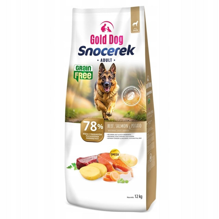 GOLD DOG SNOCEREK GRAIN FREE BEEF AND SALMON - DRY DOG FOOD, 12KG