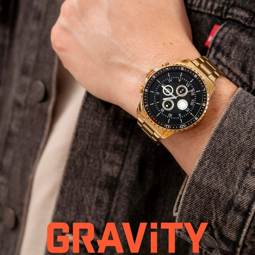 GOLD MALE SMARTWACH GRAVITY GT16-1 STEEL CONVERSATION PULSE STEPS MENU PL Manufacturer code GT16
