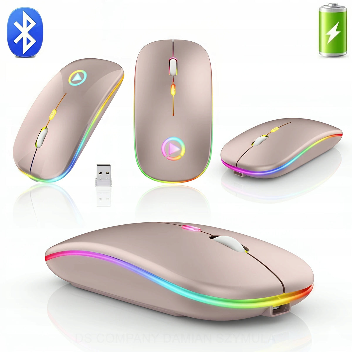 GOLD MOUSE WIRELESS SILENT OPTICAL MOUSE FOR LAPTOP BACKLIT LED