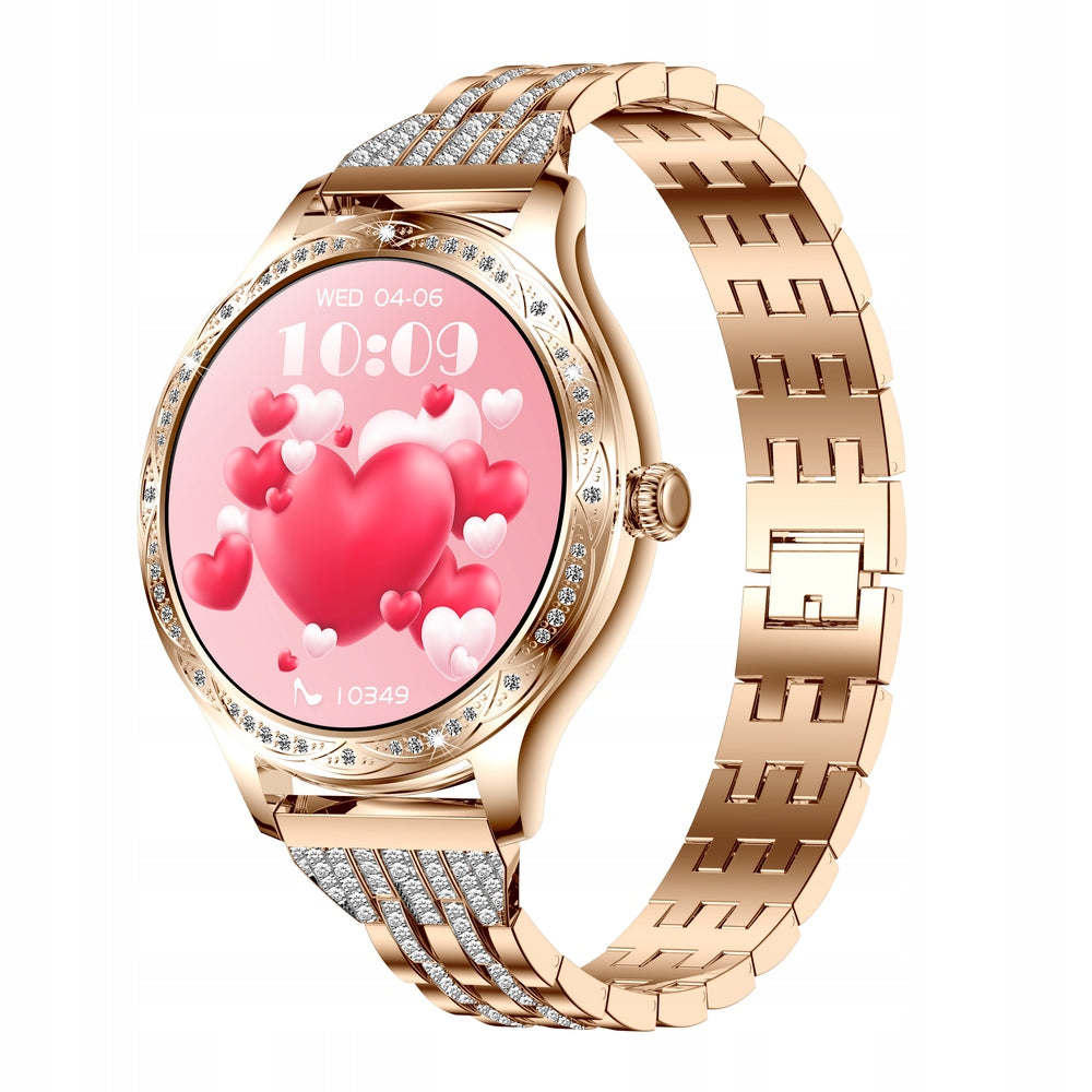 GOLD SMARTWATCH WOMEN'S TALK BLOOD PRESSURE MONITOR HEART RATE MONITOR STEPS PL Brand Sensorr