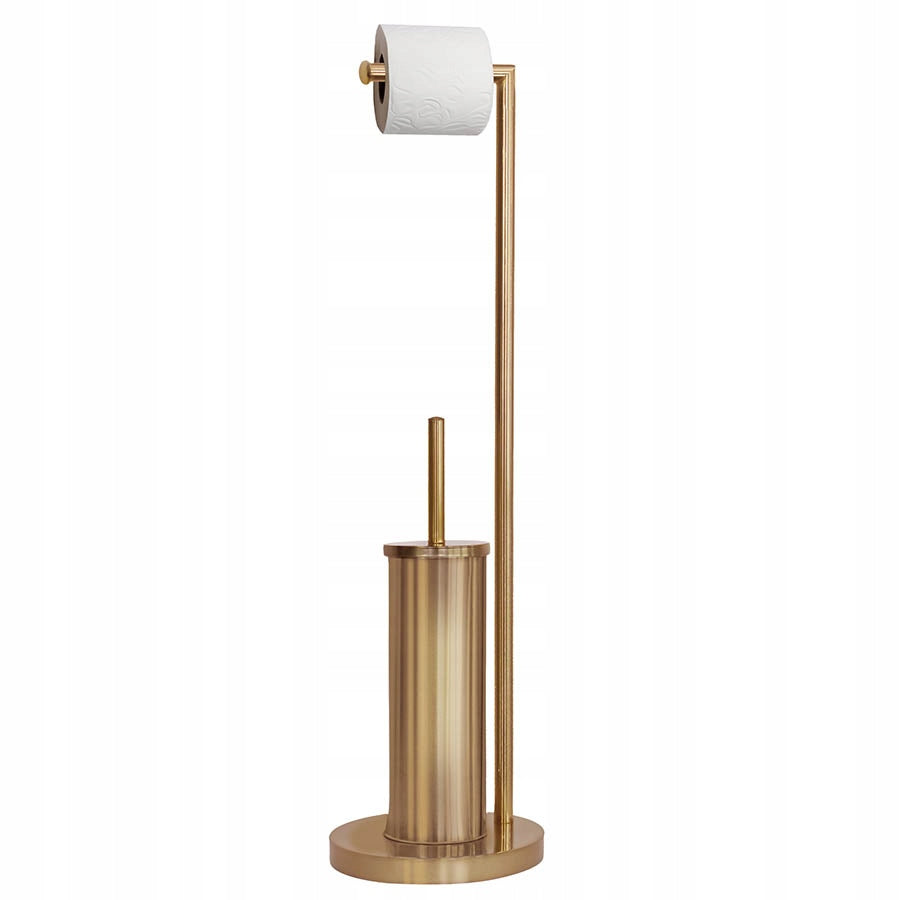 GOLD TOILET PAPER RACK WITH TOILET BRUSH STEEL BATHROOM HANDLE Packaging status original