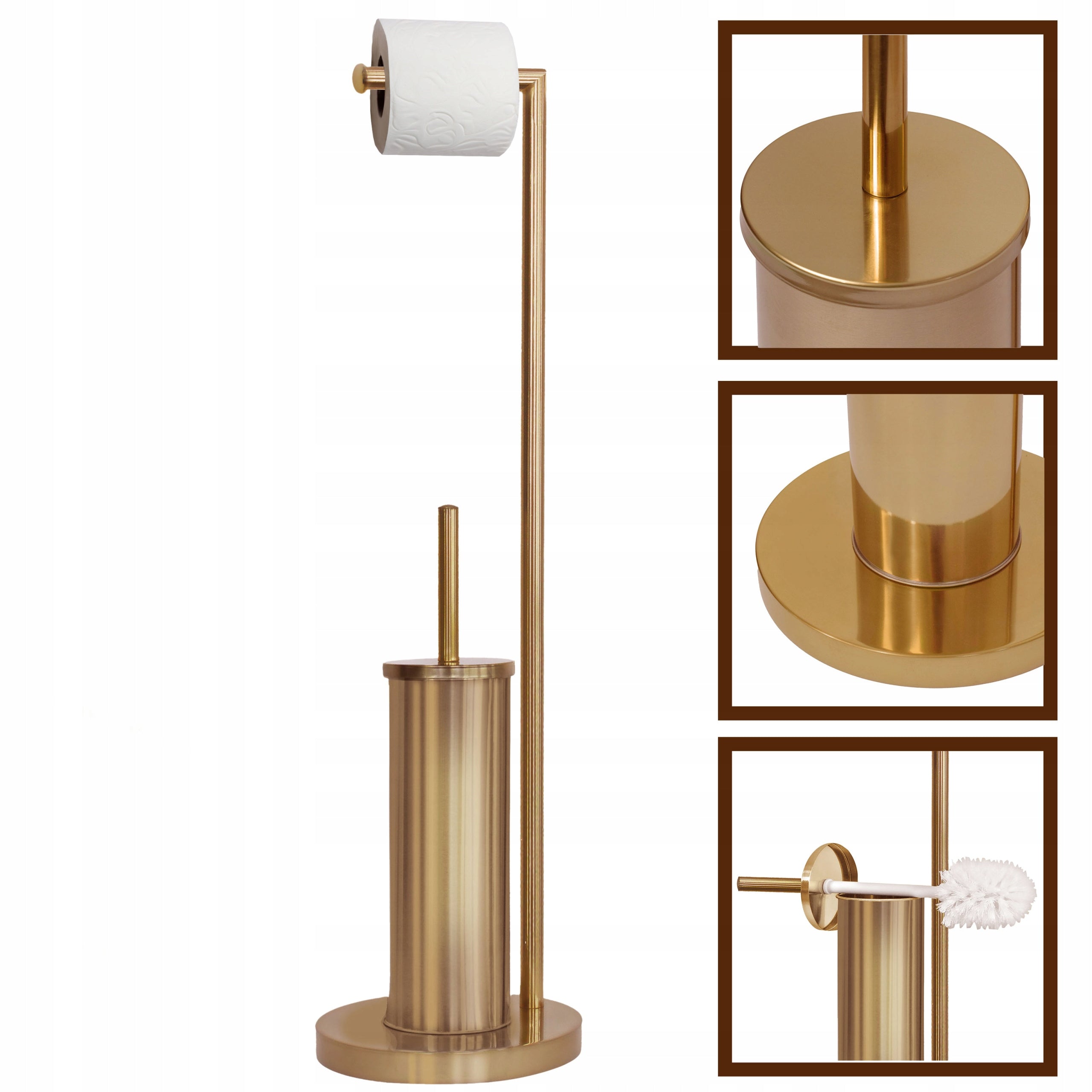 GOLD TOILET PAPER RACK WITH TOILET BRUSH STEEL BATHROOM HANDLE