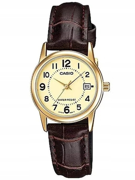 GOLD WOMEN'S WATCH CASIO ON STRAP WITH DATE (zd584e) + BOX Brand CASIO