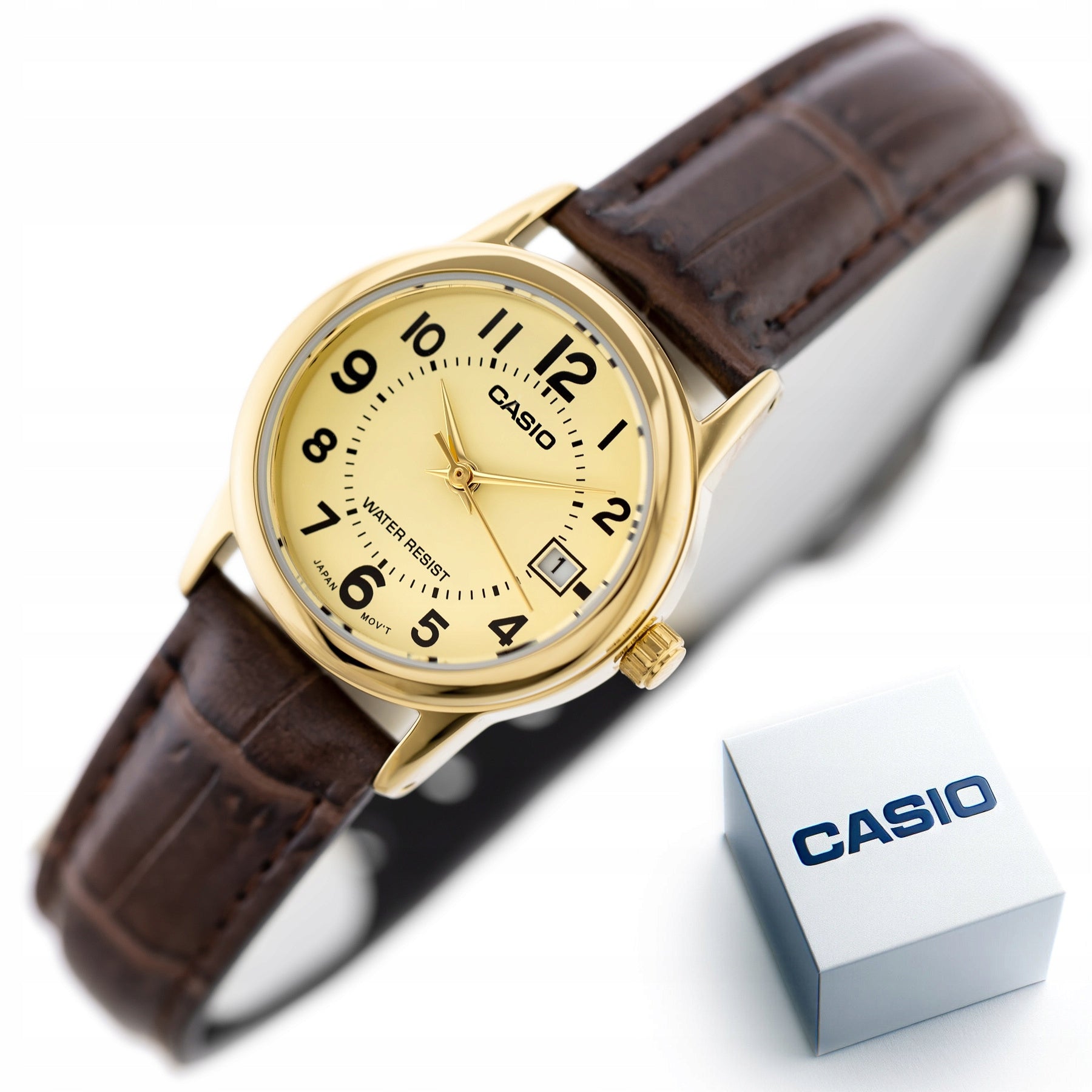 GOLD WOMEN'S WATCH CASIO ON STRAP WITH DATE (zd584e) + BOX