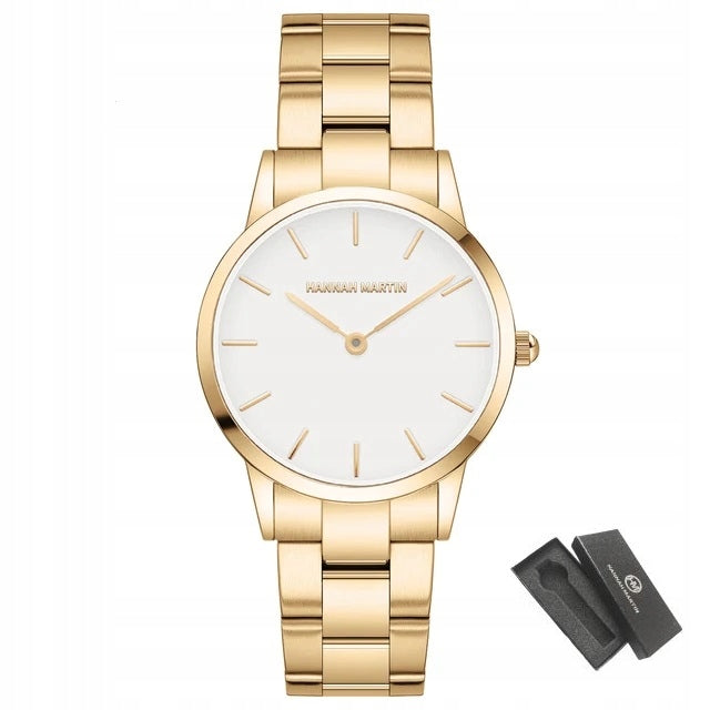 GOLD WOMEN'S WATCH ON BRACELET HANNAH MARTIN ELEGANT BOX