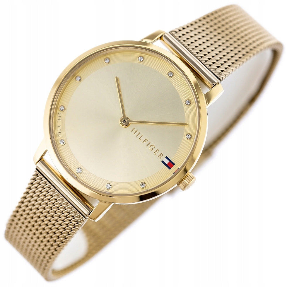 GOLD WOMEN'S WATCH TOMMY HILFIGER 1782728 ELEGANT MESH WITH CRYSTALS