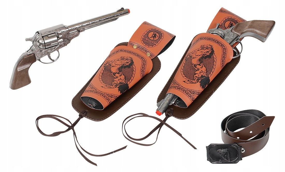 Cowboy-Spielzeugset 2 Revolver mit Gonher-Hüllen Pulio 