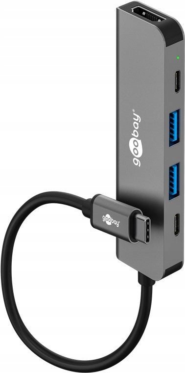 GOOBAY USB Hub; USB 3.2; PnP,flat,operating mode status: LED; grey Manufacturer Goobay